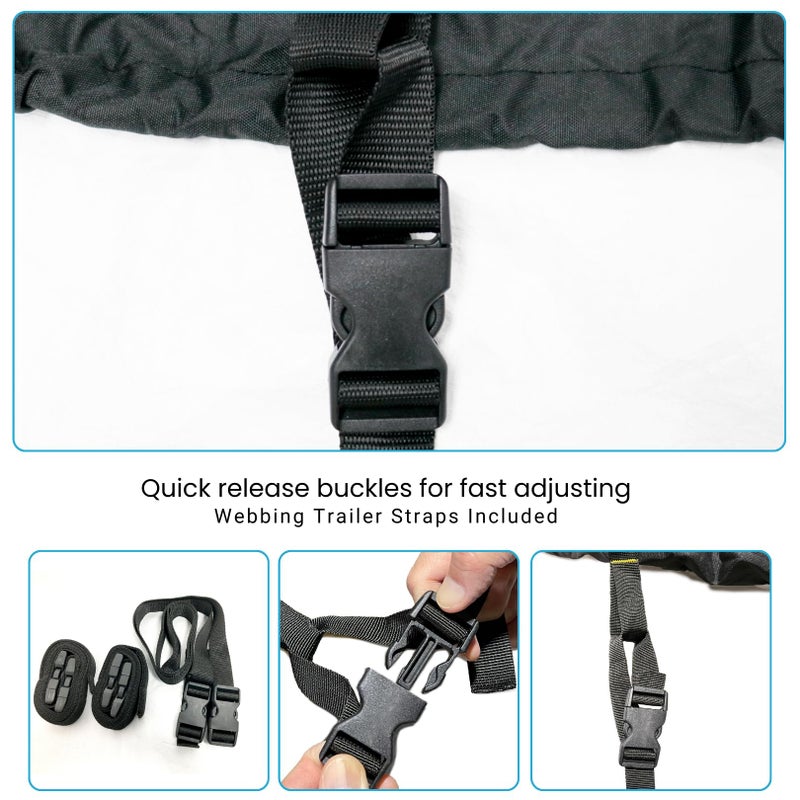 JETPRO غطاء جت سكي قابل للسحب من جيت برو، مقاوم للماء من قماش بوليستر ثقيل 600D، باللون الأصفر/الأسود يناسب من 136" إلى 145" 3 مقاعد - Image 5